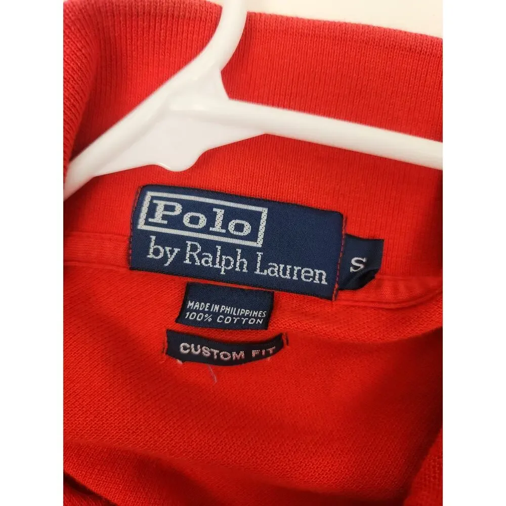 Vintage Polo Ralph Lauren Shirt Red Men Size Small Blue Logo Short Sleeve